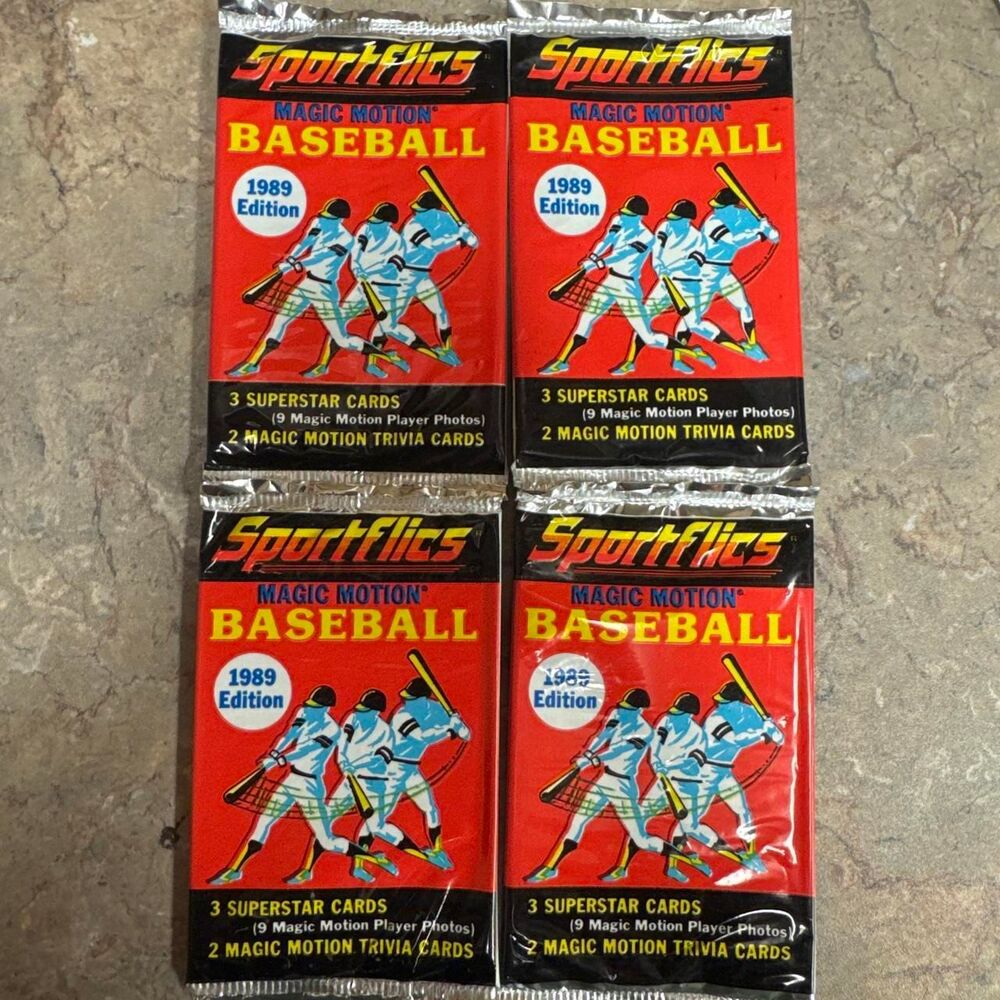 1989 SportFlics Baseball Magic Motion Cards - 4 Packs MLB Cards